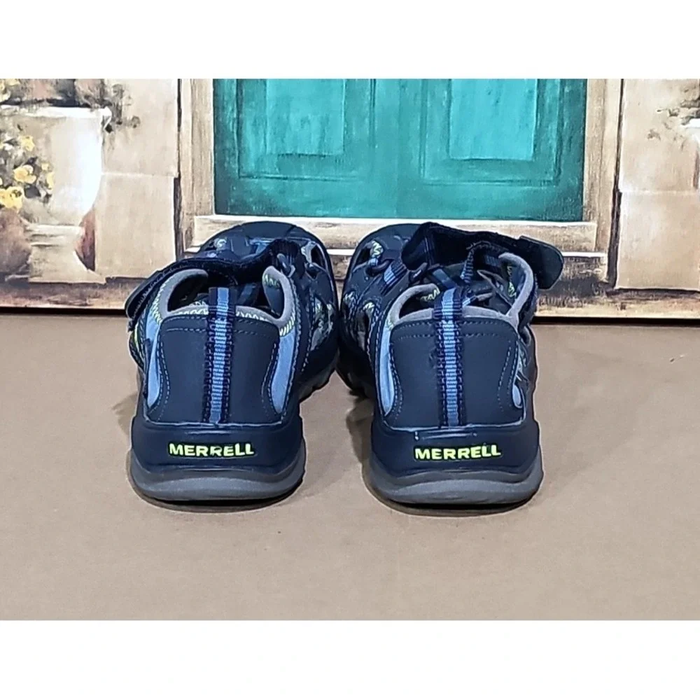 Merrell Kids Boys‎ Hydro Hiker Waterproof Sandals Navy Green Leather Textile 4M